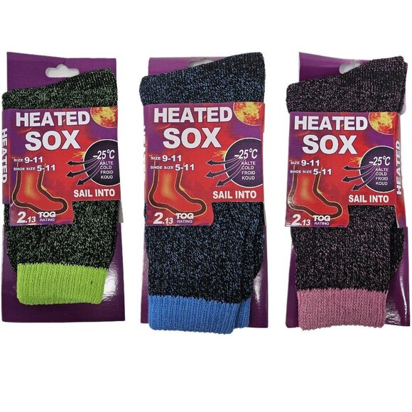 Women Heated Thermal Socks Winter Heavy Duty Crew Warm Socks Size 9-11 3-Pack - Picture 1 of 2